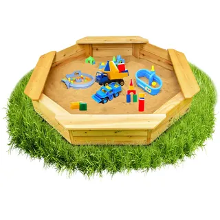 Coemo Holzsandkasten Sally mit Bodenplane beige