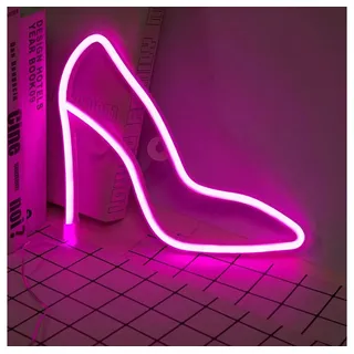 MUPOO LED Dekolicht LED Neon Sign Neon Schild - USB oder batteriebetrieb Neonlicht, Leuchtschilder Neon Sign Light, Schlafzimmer Weihnachten Party Kinderzimmer,Wand LED Deko Rosa High Heels