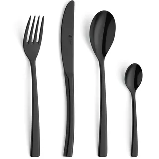 Paul Wirths Swing Besteckset 24-tlg, 6 Personen, PVD-Veredelung, Schwarz | 18/10 Edelstahl, spülmaschinenfest, zeitlos-modernes Design mit hochwertiger matt-schwarzer PVD-Oberfläche