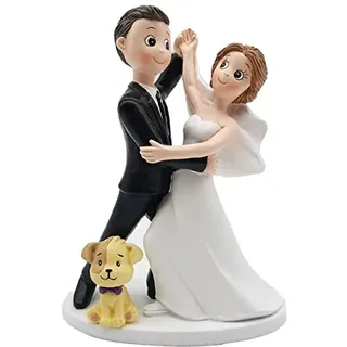 DISOK - Tanzende Kuchenfigur mit Hund. Originelle Tortenfiguren für Hochzeitstorten.