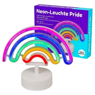 MIJOMA, Neon-Leuchte, Außergewöhnliches Leuchterlebnis - Stilvolle Beleuchtung, Deko-Licht, Energiesparend, 28x18 cm, Batteriebetrieb - Ideal für Zuhause, Büro & Kinderzimmer. (Pride - mehrfarbig)