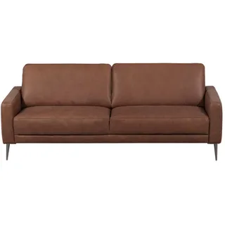 P & B 3-Sitzer-Sofa Spring, Dunkelbraun, Metall, Echtleder, Anilinleder, 187x85x92 cm, Made in EU, Rücken echt, Wohnzimmer, Sofas & Couches, Sofas, 3-Sitzer Sofas