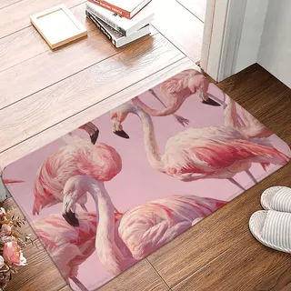 SMAZDFXX Fußmatte für den Eingangsbereich, 40 x 60 cm, rosa Flamingo, saugfähig, leicht zu reinigen, ideal für Terrasse, Landhausstil, Dekoration