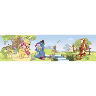 AG Design Selbstklebende Bordüre Disney Winnie Puuh, WBD 8080 | Wasserfest Kinderzimmer Wand Dekoration | Wandbordüre für Mädchen und Junge | Folie, Mehrfarbig | Breite 500 cm x Höhe 10 cm