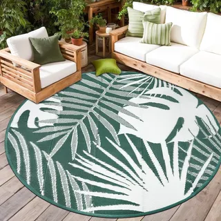 Capslpad Outdoor Teppich Wetterfest, Balkon Teppich, Kunststoff Camping Teppich, Leichtgewicht Picknickdecke, Vorzeltteppich Outdoorteppich für Balkon, Picknick, Camping, Garten, 180 x 180 cm Grün
