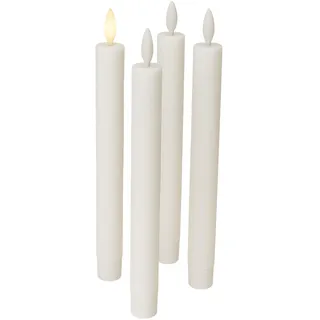 Fachhandel Plus LED Stabkerzen 4er Set mit Timer – Echtwachskerzen 24,5 cm mit 3D Flamme & Fernbedienung – flackernde LED Kerzen für Kerzenhalter