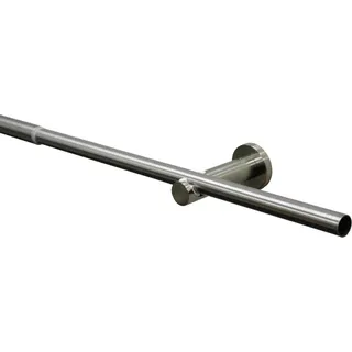 GARDINIA Vorhangstange Set Sol 1-läufig Ø 9 mm 210 cm Silber/Weiß
