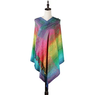 Asudaro Damen Frauen Herbst Winter Umhängetuch Quaste Schal Kopf Mantel Böhmen Großer Poncho Cape Klimaanlage Schal Kapuzen-Jack-Tops Sweatshirt Bunt