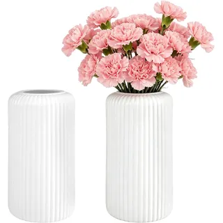 Varenzya 2 Stück Vase Weiß, Blumenvase Weiß Kunststoff, Vase Weiss
