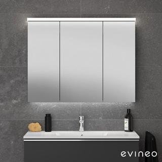 evineo ineo7 Spiegelschrank mit Beleuchtung und 3 Türen B: 100 H: 75 BEA046MI
