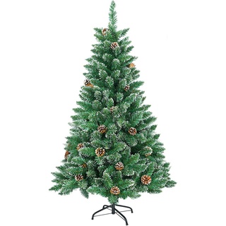 HENGMEI 120cm PVC Weihnachtsbaum Tannenbaum Christbaum Grün künstlicher mit Metallständer ca. 180 Spitzen Lena Weihnachtsdeko (Grün PVC mit Schnee-Effekt, 120cm)