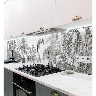 MyMaxxi Dekorationsfolie Küchenrückwand Dschungel Zeichnung mit Vögel selbstklebend 400 cm x 60 cm