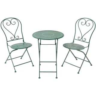 BUTLERS Gartenmöbel Set 3-TLG. Eisen -BOVERY- 2 Gartenstühle klapbar mit Klapptisch | Wetterfeste Balkonmöbel im Vintage-Stil | Outdoor Möbel für 2 Personen
