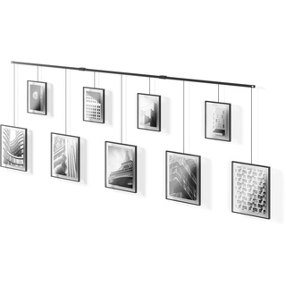 Umbra Exhibit Foto Collage, Flexibles Bilderrahmen-Set zur Horizontalen und Diagonalen Anbringung, 9 Rahmen, Schwarz