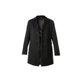 DRESSLER Herren Mantel schwarz Kaschmir unifarben, schwarz, NOS