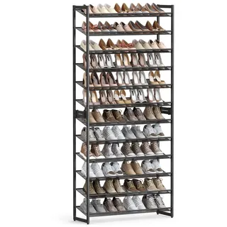 Songmics Schuhregal 92,5 x 223 x 30,7 cm stapelbar für 48-60 Paar schwarz