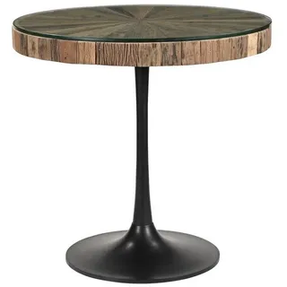 baario Esstisch Bistrotisch MERID rund Altholz, 80 cm kleiner Esstisch Holz Glas & Eisen braun