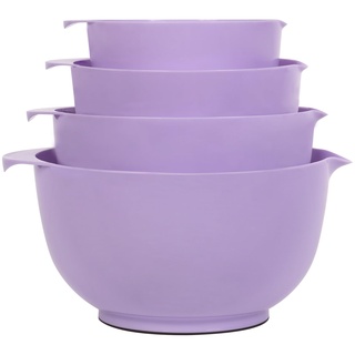 BoxedHome Rührschüssel Set Mixing Bowl Set Kunststoff Salatschüssel rutschfest stapelbar Servierschalen für Küche 4-teiliges Rührschüssel-Set (Violett)