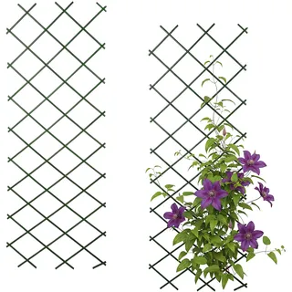 Rankgitter aus Kunststoff 2er Set ausziehbar - 180 x 60 cm - Scherenspalier für Kletterpflanzen - Rank Hilfe Gitter Zaun Spalier