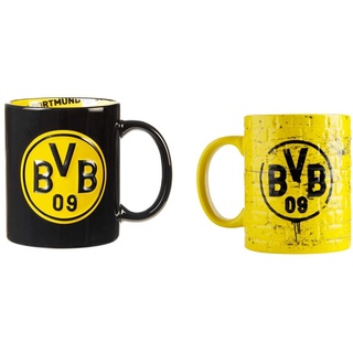 Borussia Dortmund BVB-Tasse mit Innendekor, Schwarz, Einheitsgröße (1er Pack) &, BVB-Tasse Gelbe Wand, Gelb, 1 Stück (1er Pack)