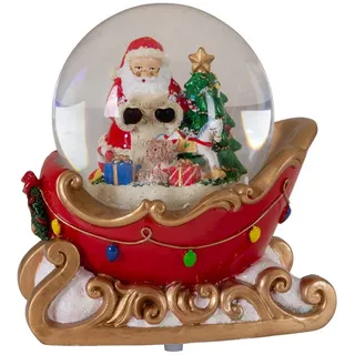 Christmas Paradise Schneekugel mit Spieluhr 16 cm (Weihnachtsdeko, 1 St., spielt weihnachtliche Musik), Weihnachtsmann mit Schlitten, rot-bunt bunt|rot