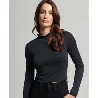 Superdry für Damen. W6011737A Langarm-T-Shirt mit offenem Rücken schwarz (L), Lässig, Modal