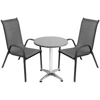 Mojawo 3-tlg. Bistro Garnitur Balkonset Garnitur Tisch + 2 Stapelstühle Ø60cm