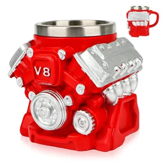 V8 Motor Kaffeetasse 3D V8 Motor Tasse Auto Design Becher Kreative Tasse für Kaffee und Milchgetränke Geschenk Autoliebhaber für Männer und Väter