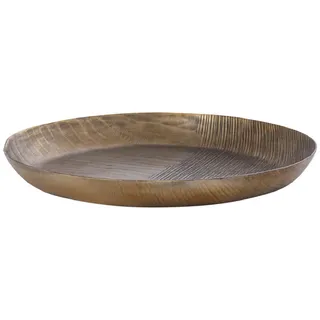 Ptmd Collection Tablett, Gold, Metall, Rund, 32x3.5x32 cm, Tischkultur & Servieren, Tabletts