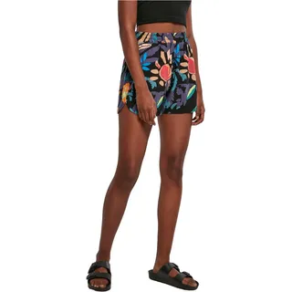 URBAN CLASSICS Aop Viscose Resort High Waist Shorts Black Fruity 4XL