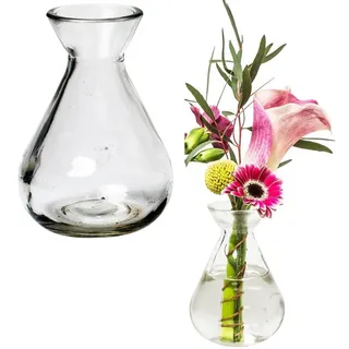 Annastore Dekovase 12 x Glasfläschchen - Vasen in stilvoller Optik H 10 cm (Glasflaschen, Tischvasen), Glasvasen, Kleine Blumenvase, Dekoflaschen, Väschen