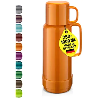 ROTPUNKT Isolierflasche 1 Liter mit integriertem Becher - Hochwertige Isolierkanne Made in Germany I Bis zu 24 h heiß & 36 h kalt (Andreas 80, Shiny Fox)