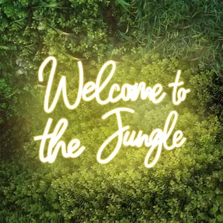 Willkommen im Dschungel, LED-Neonschilder, warmweiße Neonlichter für Wanddekoration, USB-Leuchtschild für Garten, Zuhause, Veranda, Geschäft, Weihnachten, Wohnzimmer, Bar-Dekoration (41,9 x 27,9 cm)