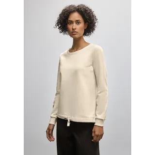 Sweatshirt STREET ONE, Damen, Gr. 46, beige (soft beige), Sweatware, 60% Baumwolle, 40% Polyester, unifarben, gerade, Rundhals, Bündchen, Sweatshirts Sweatshirt, im soften Baumwoll-Mix