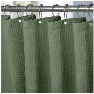 LuxusKollektion Duschvorhang Waffel Duschvorhang Stoff Badewannenvorhang 182x182cm Grün grün