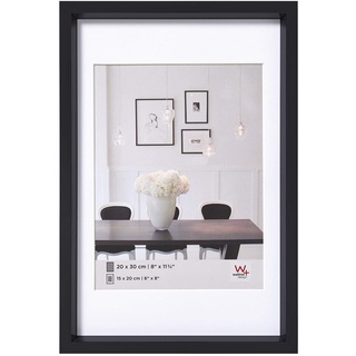 walther design Bilderrahmen schwarz 50 x 70 cm mit Passepartout, Steel Style Kunststoffrahmen ES070B