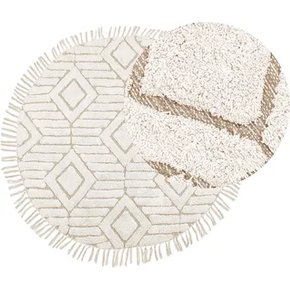 Beliani Horasan Webteppich 140 x 140 cm Beige