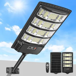 LEKIA Solarlampen Draußen Wasserdicht, 6500K Dämmerung Solar Straßenleuchte Bewegungssensor mit Fernbedienung, 320°Weitwinkel LED Sicherheitsleuchte, Solarleuchten für Garten, Hof, Parkplatz, 1 Stück