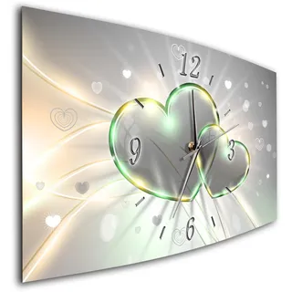 BM Funk Quarz Wanduhr Funkwanduhr Funkwanduhren Funkuhr Funkuhren kein Ticken lautlos geräuschlos leise modern ohne Tickgeräusche groß XXL Wohnzimmer Küche Herz Herzen Valentin 8142-1a