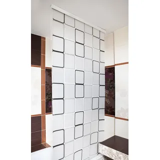 Halb-Kassetten Duschrollo 140x240 cm Modell Quadro grau weiss schwarz - Grau