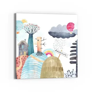 DEQORI Magnettafel 'Illustration für Kinder', Whiteboard Pinnwand beschreibbar bunt 30 cm x 30 cm