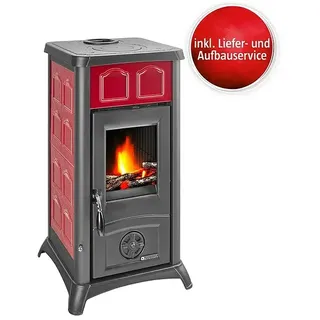 La Nordica Kaminofen-Set Gemma  (7,3 kW, Raumheizvermögen: 172 m3, Material Verkleidung: Keramik, Schwarz/Bordeaux)