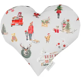 X-Mas Zierkissen, Weihnachten, Füllung: Vlies,Vlies, herzförmig, 30x32x10 cm, Oeko-Tex® Standard 100, hochwertige Qualität, Wohntextilien, Kissen, Dekokissen