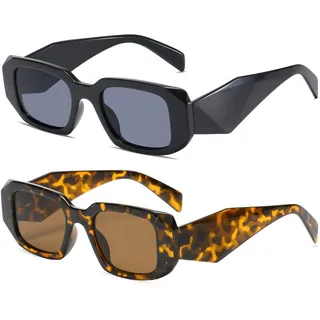 Long Keeper Sonnenbrille Damen Vintage – Retro Rechteckige Sonnenbrille Mode Sunglasses Eckig Brille Unregelmäßiges Quadrat UV400 für Herren Damen
