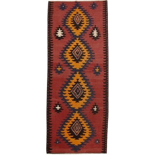 Orientteppich Perser Kelim Fars Azerbaijan Antik 419x161 Handgewebt Orientteppich, Nain Trading, Läufer, Höhe: 0.4 mm blau|grau