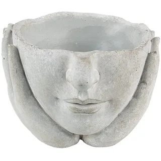 Clayre & Eef Blumentopf Kopf Ø 11x11 cm Grau Stein Pflanzentopf