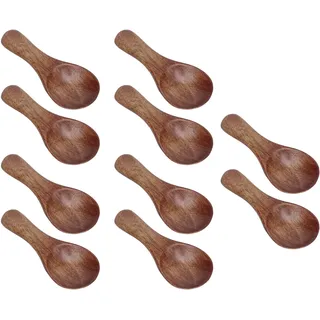 10 Kleine Holzlöffel Zum Kochen Und Würzen Von Öl, Kaffee, Tee Und Zucker