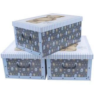 Spetebo Aufbewahrungsbox 51 x 37 cm 3-tlg. Teddy Bär