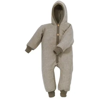 cosilana Baby Overall mit Kapuze aus Bio Wolle / Bio Baumwolle Latte macchiato-Melange 74/80
