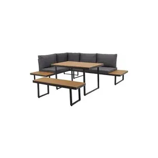 Loungeset Sevilla anthrazit Aluminium - Anthrazit, Holzoptik